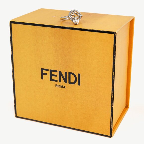 Fendi F is Fendi Pearl & Crystal Palladium-Plated Ring - Picture 5 of 5